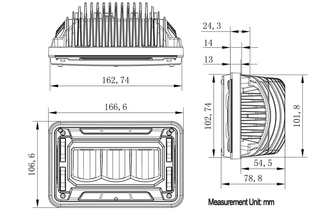 4"x 6" SAE/DOT Sealed Beam Replacement Headlight High Beam