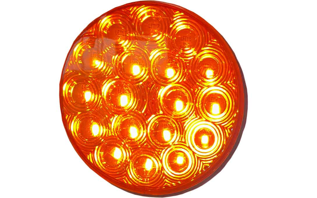 4" Round Amber Stop/Tail/Turn Light Turned ON